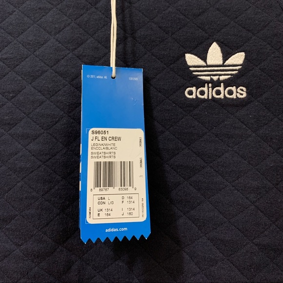 Adidas Originals Kids Quilted Crew Sweatshirt - Navy - Picture 6 of 7